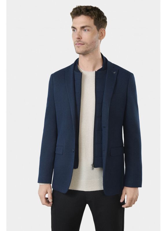 Veste à plastron amovible en maille façonnée chinée