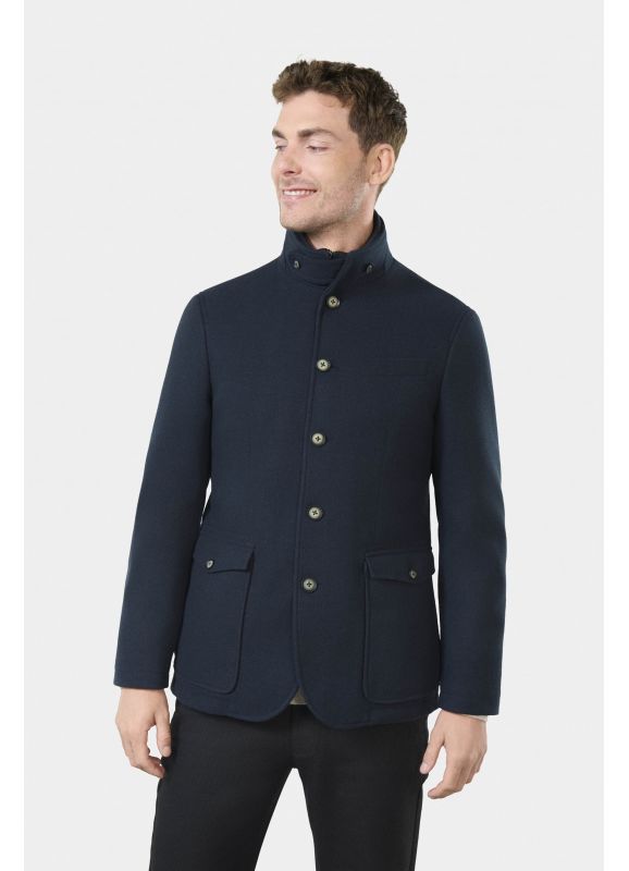 Veste de ville à poches en drap de laine