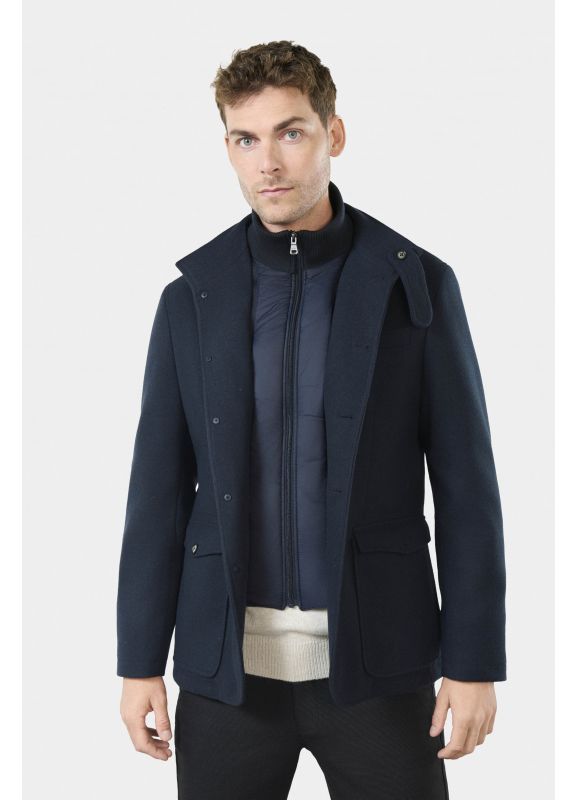 Veste de ville à poches en drap de laine