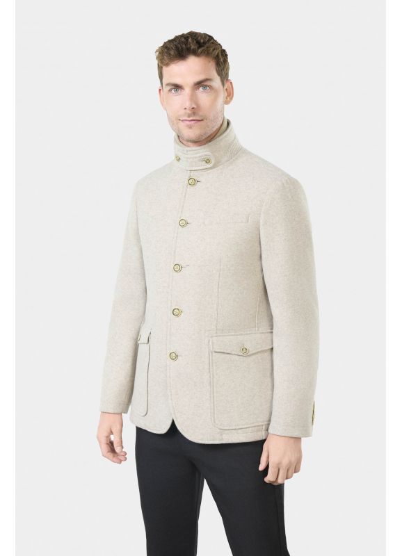 Veste de ville à poches en maille effet drap de laine