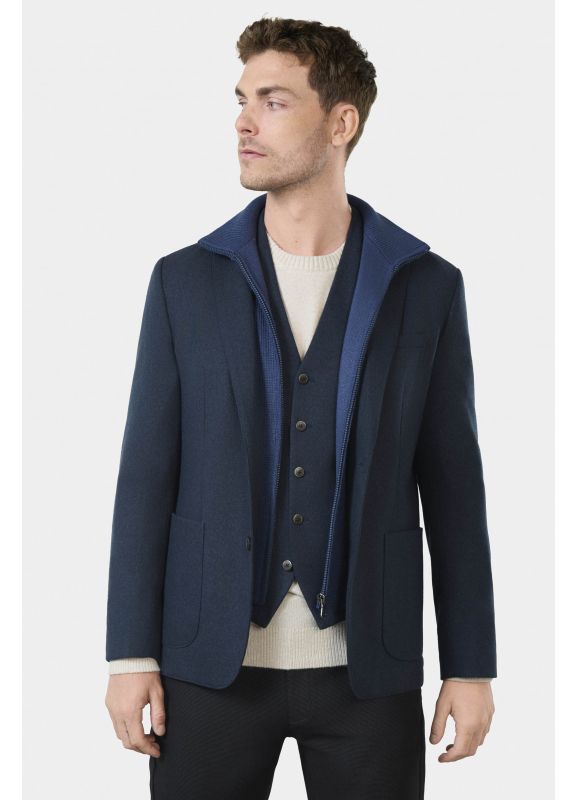 Veste à plastron amovible en jersey brossé