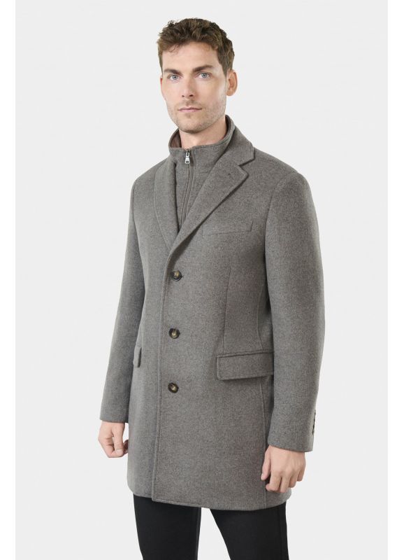 Tailored collar coat with removable bib Murlo
