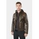 Leather jacket with swansdown removable hood Brilo