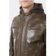Leather jacket with swansdown removable hood Brilo