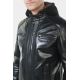 Leather jacket with swansdown removable hood Brilo
