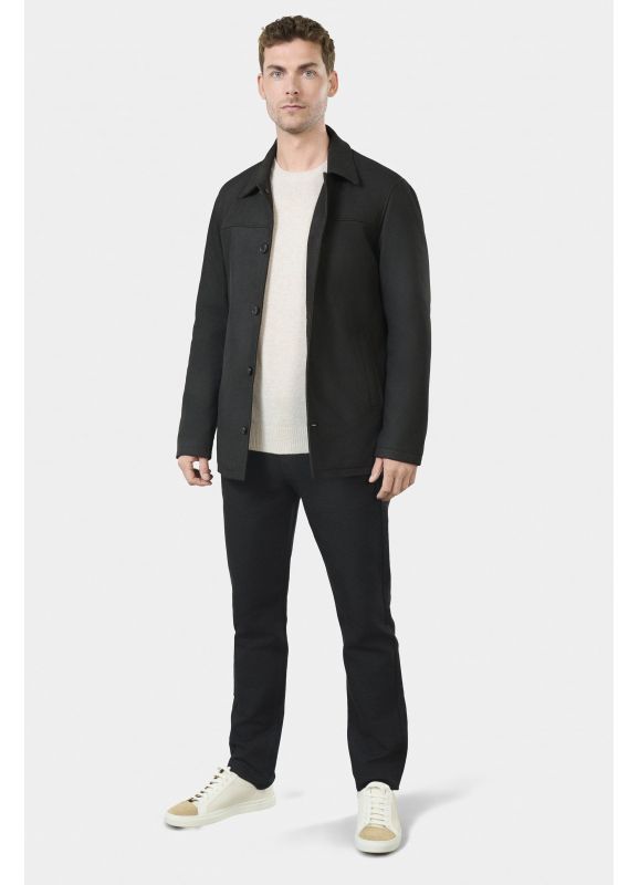 Mid-length leather parka with buttons Malbo
