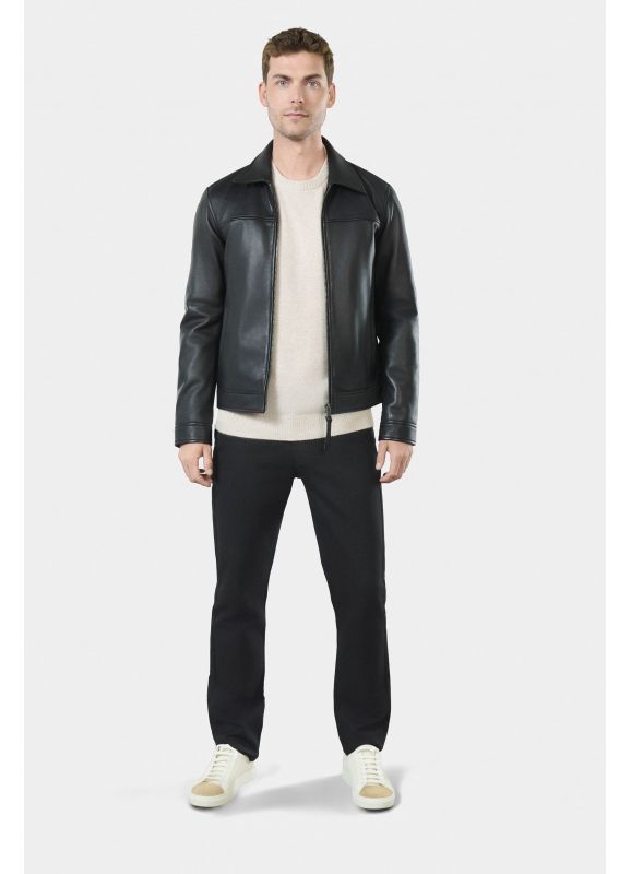 LEATHER JACKET WITH TAILORED COLLAR Tayot