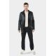 Leather parka with removable facing Polka