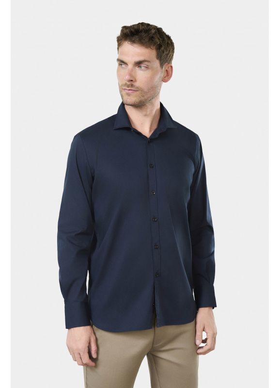 Chemise en popeline stretch semi-italien Coupe confortable