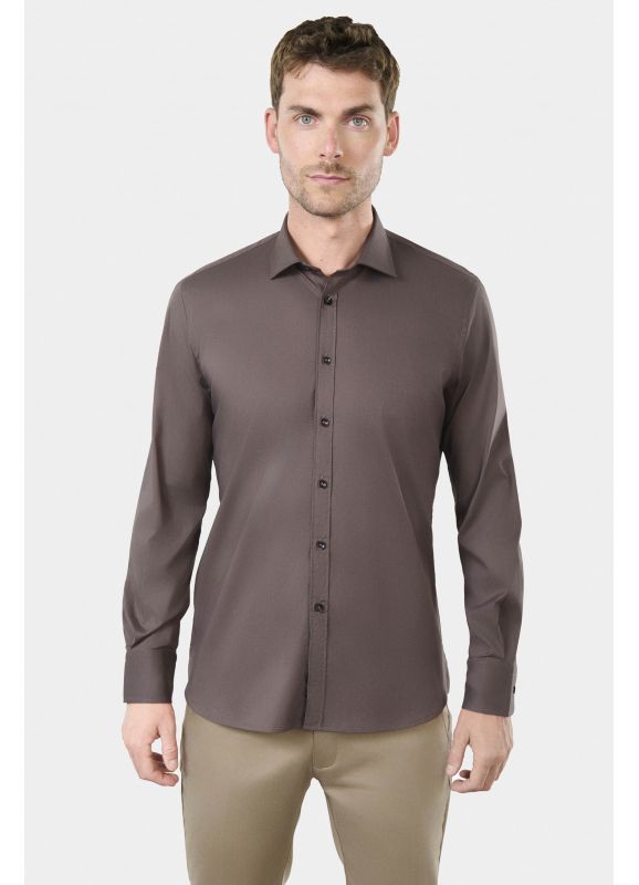 Chemise en popeline stretch semi-italien Coupe confortable
