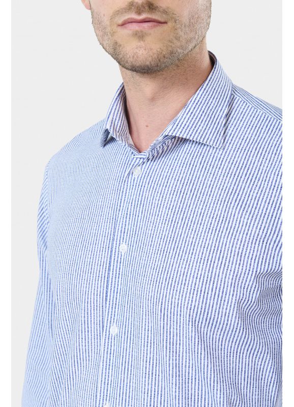 Chemise imprimée rayures en matière stretch infroissable Slim fit ligne Activewear