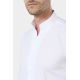 Chemise en popeline de coton col montant ouvert Coupe ajustée