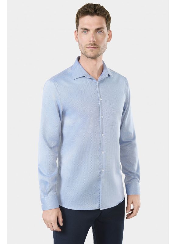 Fancy textured cotton shirt No-iron Straight fit