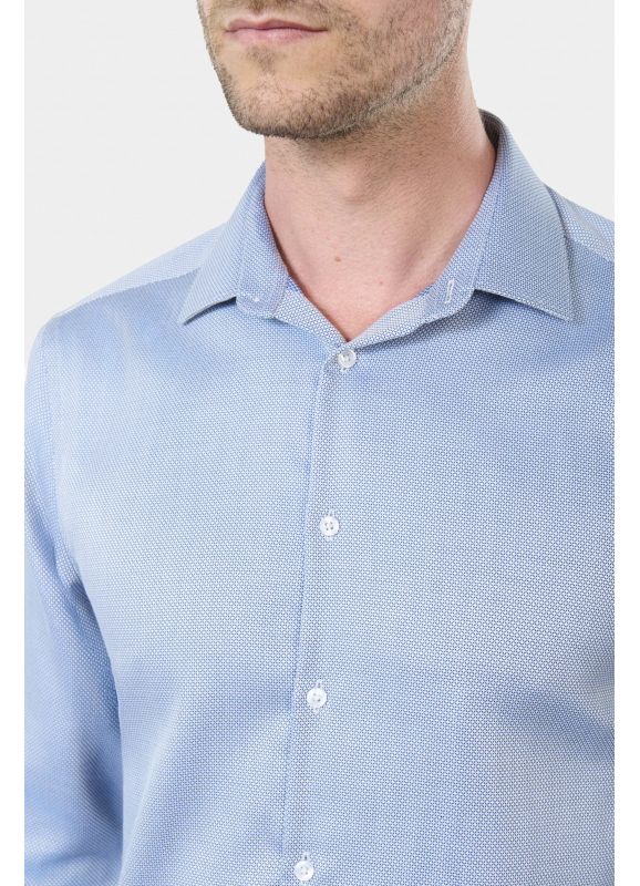 Fancy textured cotton shirt No-iron Straight fit