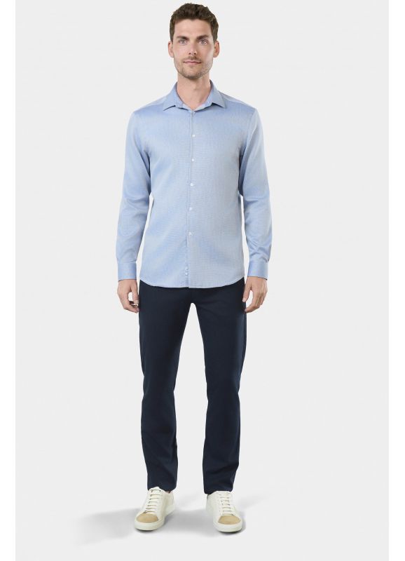 Fancy textured cotton shirt No-iron Straight fit