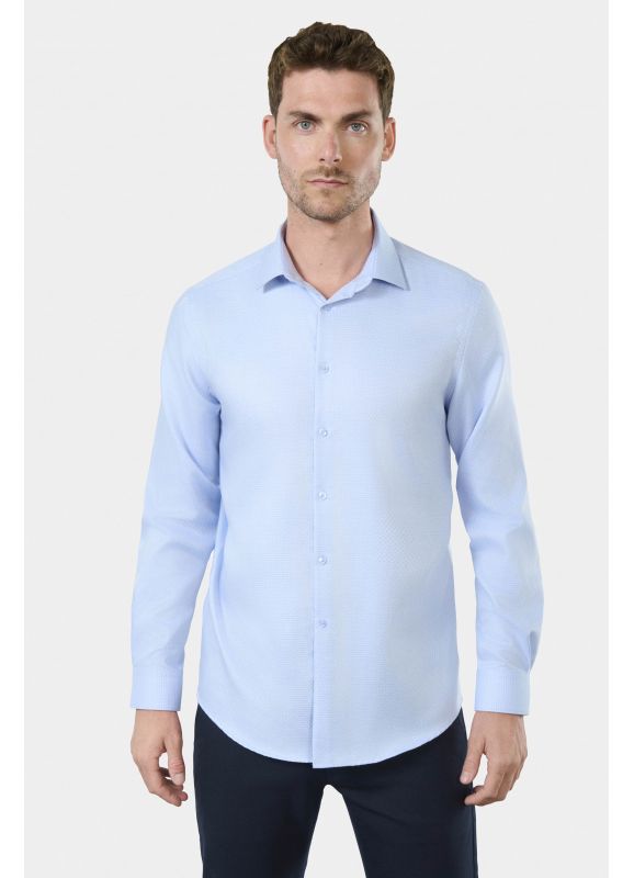 Tailored fit Non-Iron textured Polka dot cotton shirt