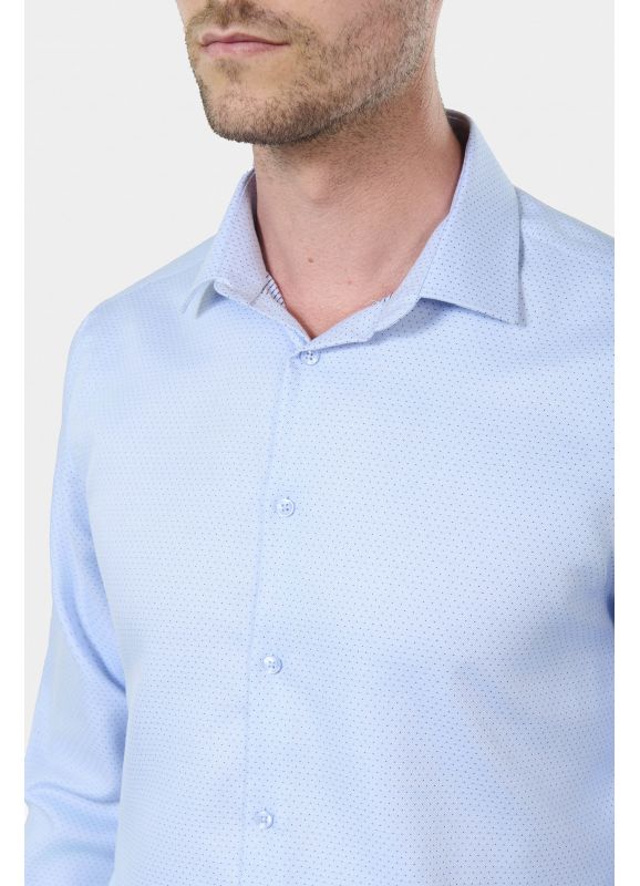 Tailored fit Non-Iron textured Polka dot cotton shirt