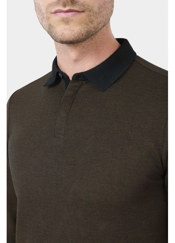 Polo manches longues en maille jacquard Batti