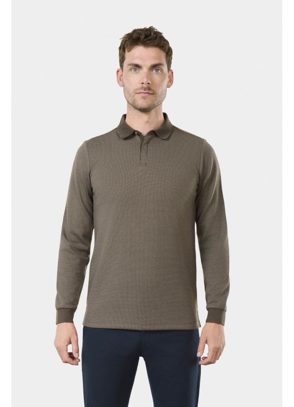 Long-sleeved jacquard polo shirt Batti