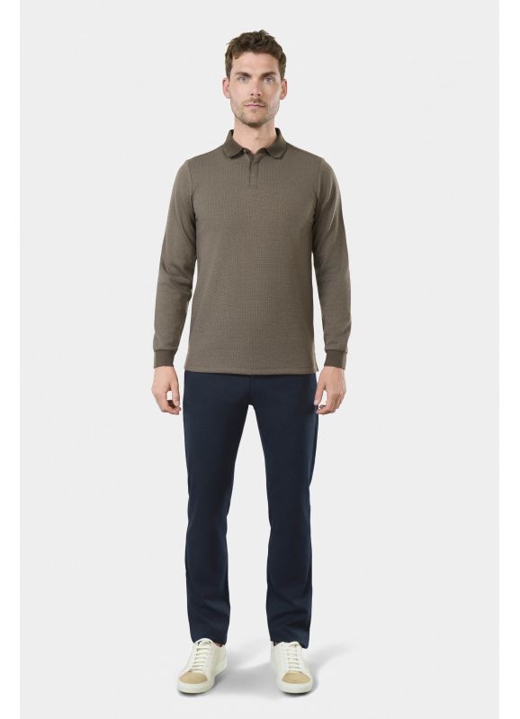 Long-sleeved jacquard polo shirt Batti