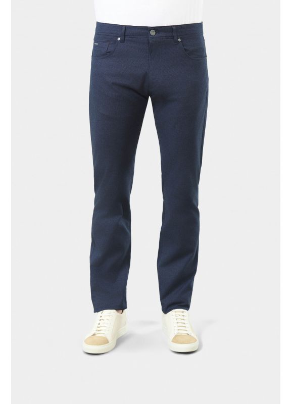 Five-pocket trousers in two-tone stretch twill cotton blend