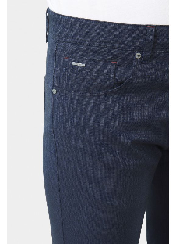 Five-pocket trousers in two-tone stretch twill cotton blend