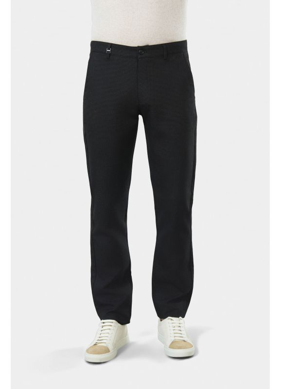 Pantalon de ville en tricotine stretch faux-unie
