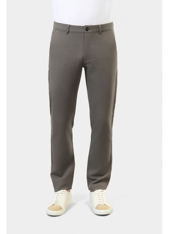 Pantalon de ville en tricotine stretch faux-unie