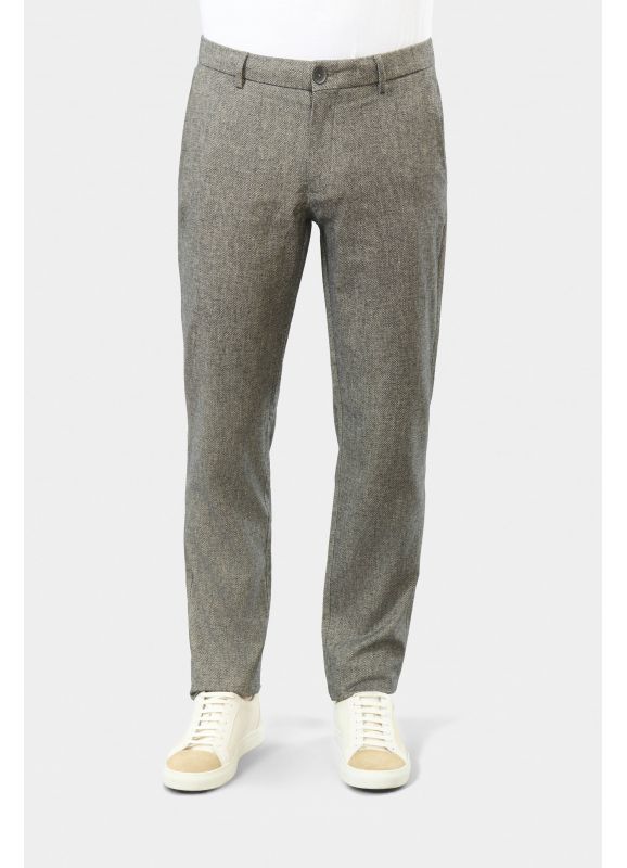 Pantalon minimaliste en façonné de micro-motif fantaisie