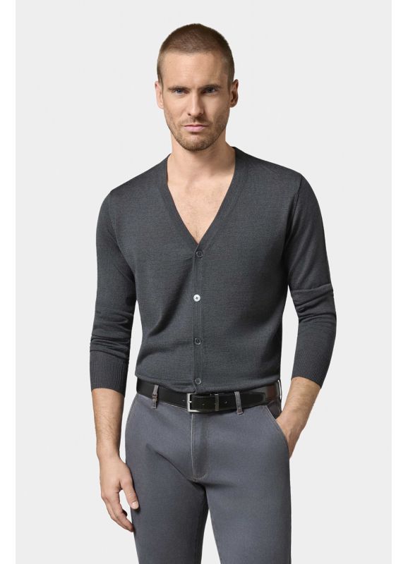 Gilet col V en laine merinos Pablo