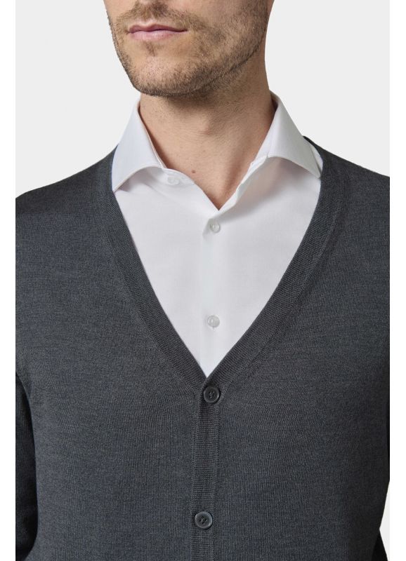 Gilet col V en laine merinos Pablo