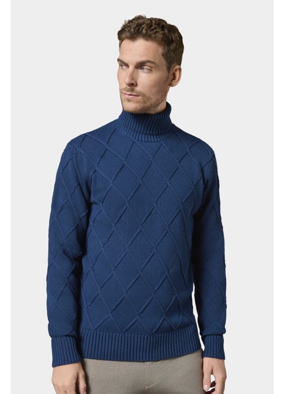 Pull col roulé en maille torsadée Corvi