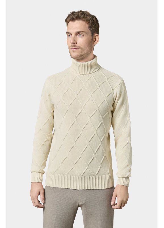 Pull col roulé en maille torsadée Corvi