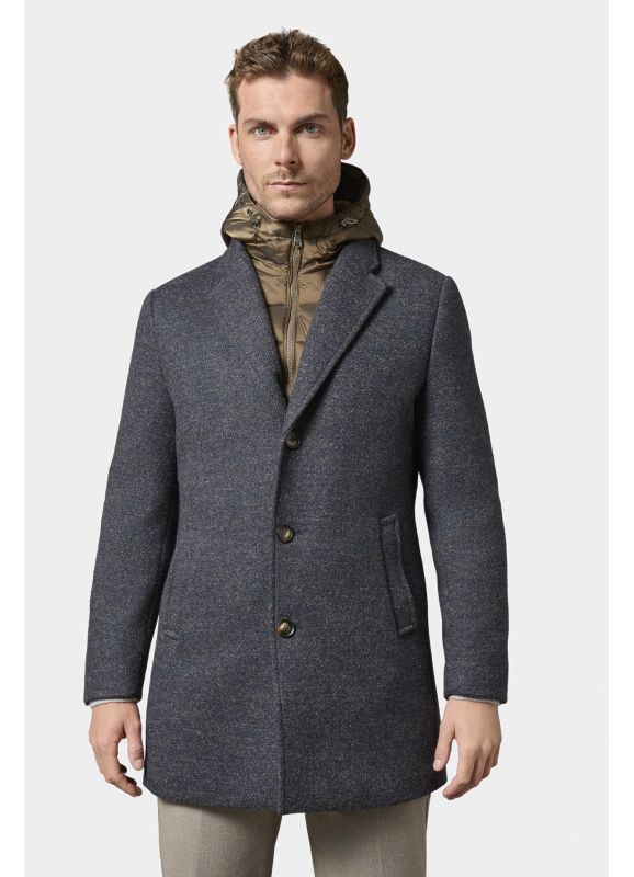 Manteau col tailleur avec plastron amovible à capuche Hodlo