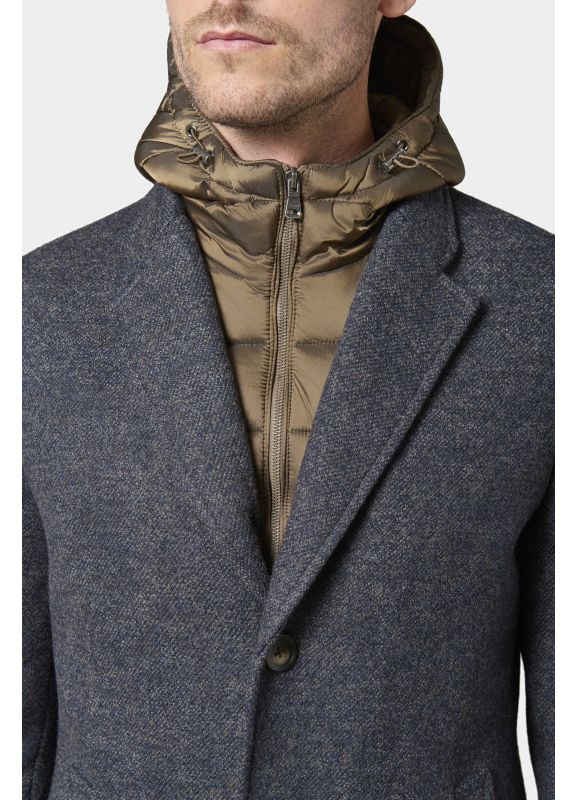 Manteau col tailleur avec plastron amovible à capuche Hodlo