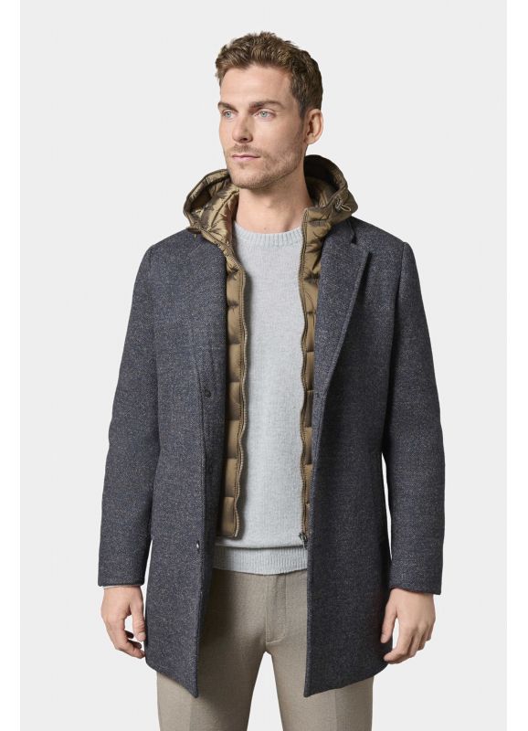 Manteau col tailleur avec plastron amovible à capuche Hodlo