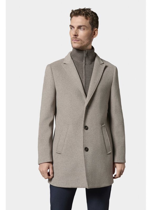 Manteau col tailleur avec plastron amovible en bord-côte Shuty