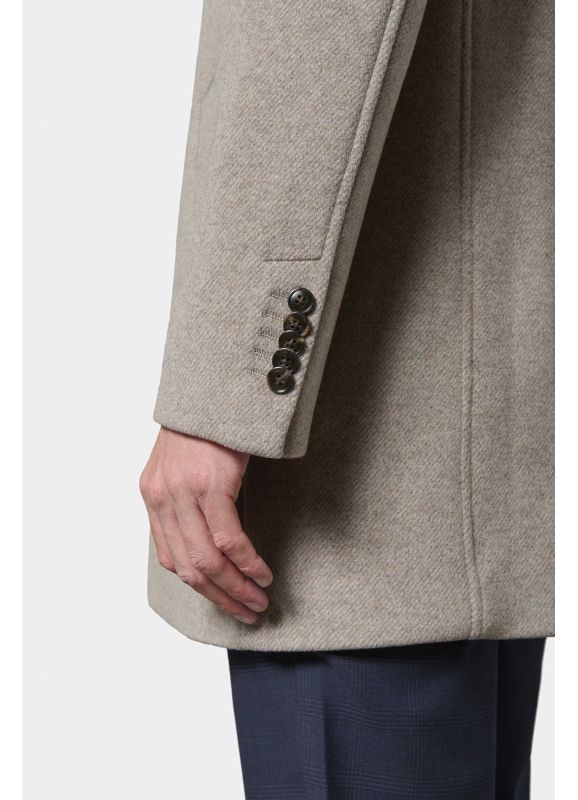 Manteau col tailleur avec plastron amovible en bord-côte Shuty