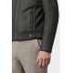 Leather jacket with removable hood