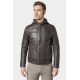 Blouson en cuir avec capuche amovible en molleton Jimmy