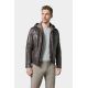 Blouson en cuir avec capuche amovible en molleton Jimmy
