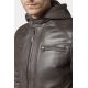 Blouson en cuir avec capuche amovible en molleton Jimmy