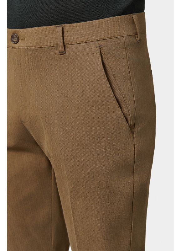 Pantalon teint en pièce en sergé coton-tencel stretch faux-uni