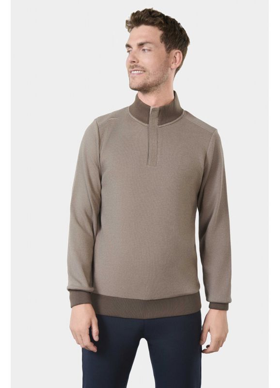 Plain polo with zip high neck