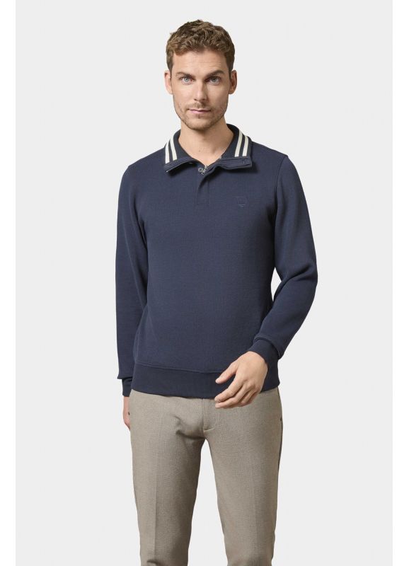 High-neck polo shirt with embroidered logo