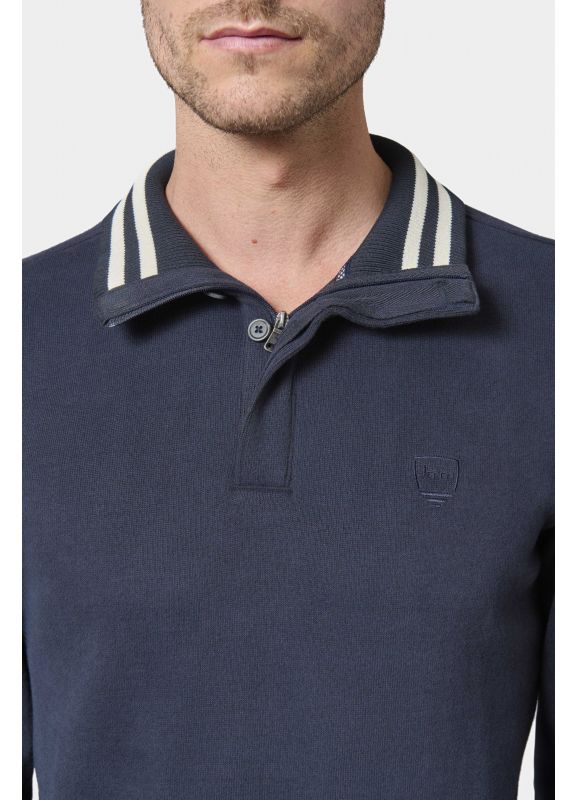 High-neck polo shirt with embroidered logo