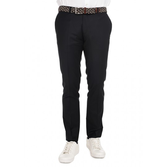 Pantalon slim en toile de laine mélangée Pantalon slim en toile de laine mélangée