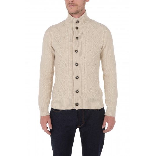 Cardigan boutonné à torsades Cardigan boutonné à torsades
